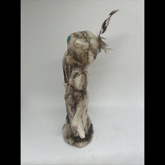 NAVAJO HORSEHAIR POTTERY NATIVE WOMAN SIGNED W Turquoise Stone - Vail Inspired - Picture 4 of 8